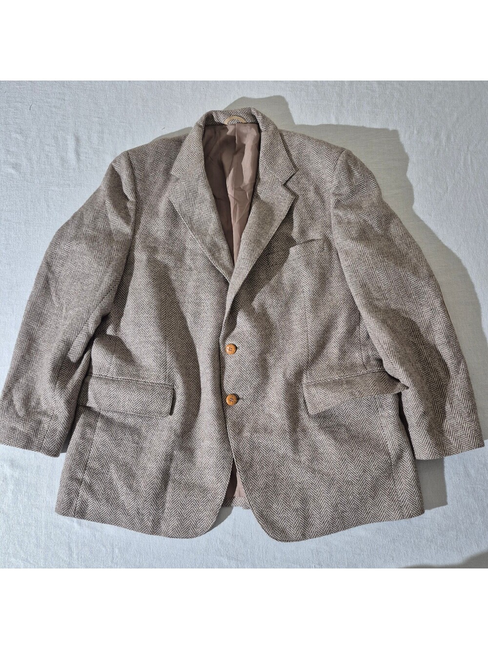Shryocks Herringbone Wool 44R Sport Coat Elbow patches